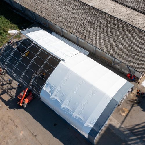 12,2 x 24,4 x 6,4 m profi minőségű fehér raktársátor 