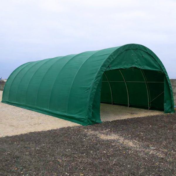 6 x 12,8 x 3,66 m-es profi minőségű zöld raktársátor (félköríves)