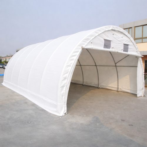   6 x 9,15 x 3,66 m-es profi minőségű fehér raktársátor  (félköríves)