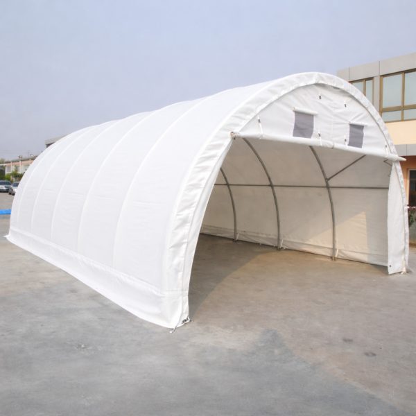 6 x 9,15 x 3,66 m-es profi minőségű fehér raktársátor  (félköríves)