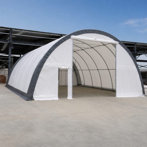   9,15 x 12 x 4,5 m-es profi minőségű fehér raktársátor (félkör íves)