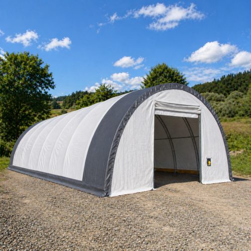   10 x 20 x 5 m-es profi minőségű fehér Raktársátor (félkör íves)